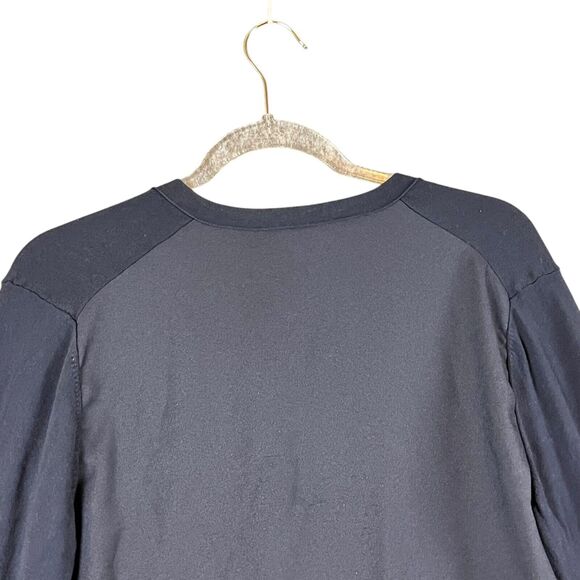 Tiffany & Company Wardrobe Women L Button Cardigan Navy Mix Media Pockets - Picture 5 of 14